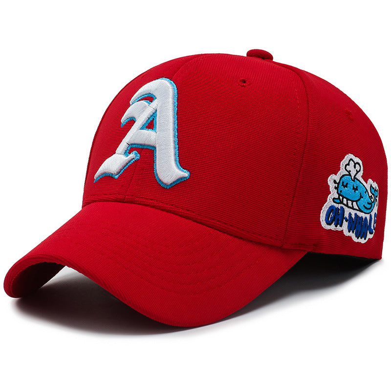 Fashion Gothic Letter A Side Whale Embroidery Baseball Caps