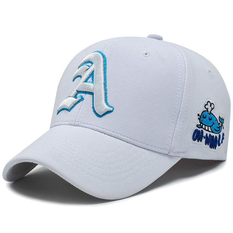 Fashion Gothic Letter A Side Whale Embroidery Baseball Caps