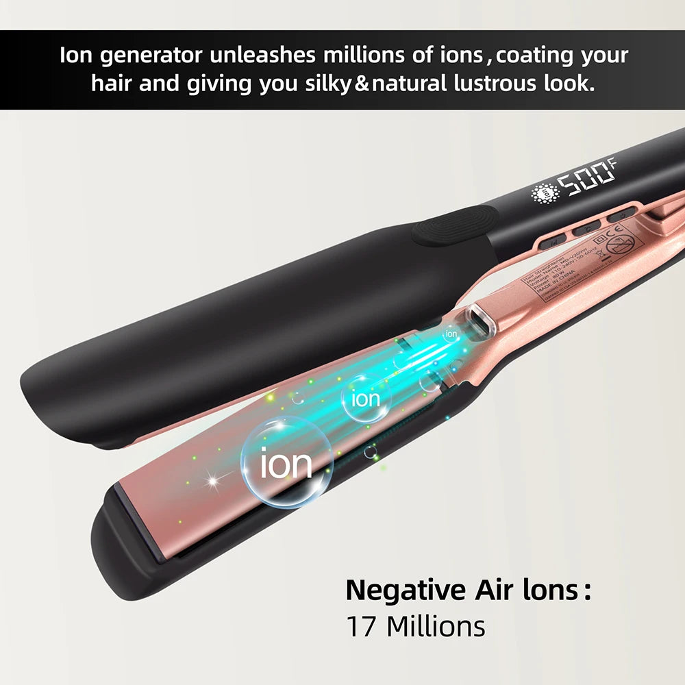500F Hair Straightener High Temperature Flat Irons Wide Plate Plasma Ions
