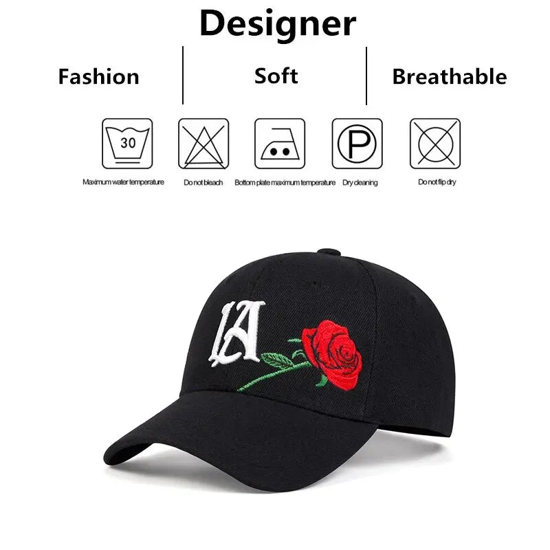 Unisex LA Rose Embroidery Baseball Caps