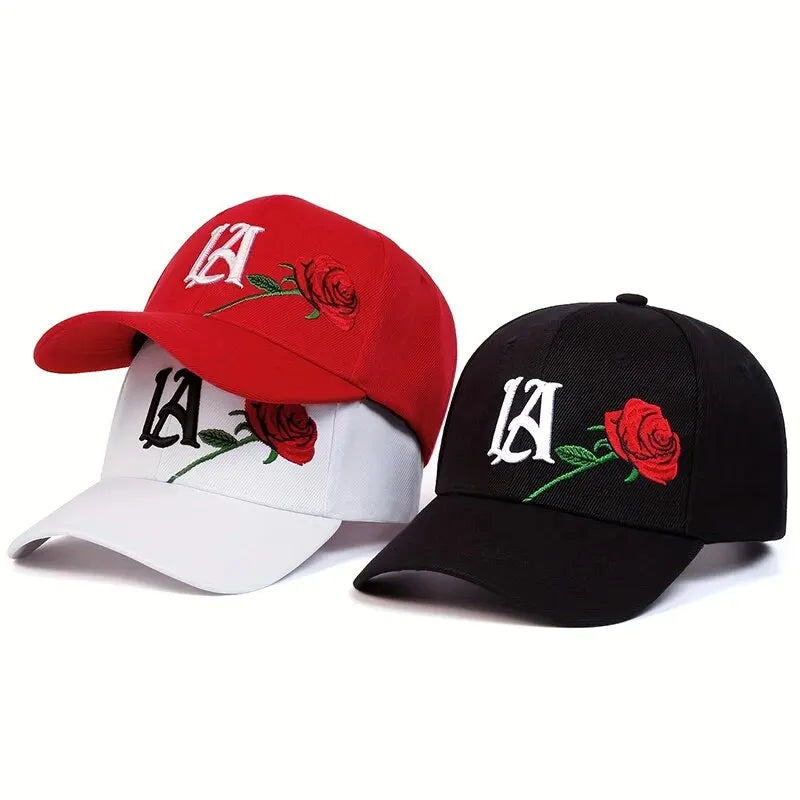 Unisex LA Rose Embroidery Baseball Caps