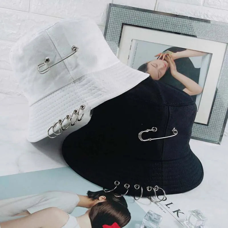 Unisex Bucket Hat w Pin Rings
