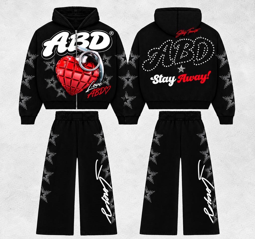 STAY AWAY RHINESTONE TRACKSUIT