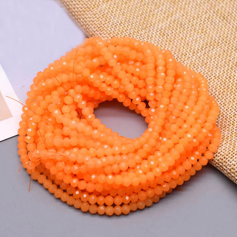 1 2 3 4mm Rose Red Dyeing Rondelle Crystal Glass Beads Flat Faceted Loose Spacer Glass Beads for Jewelry Making Jewelry DIY