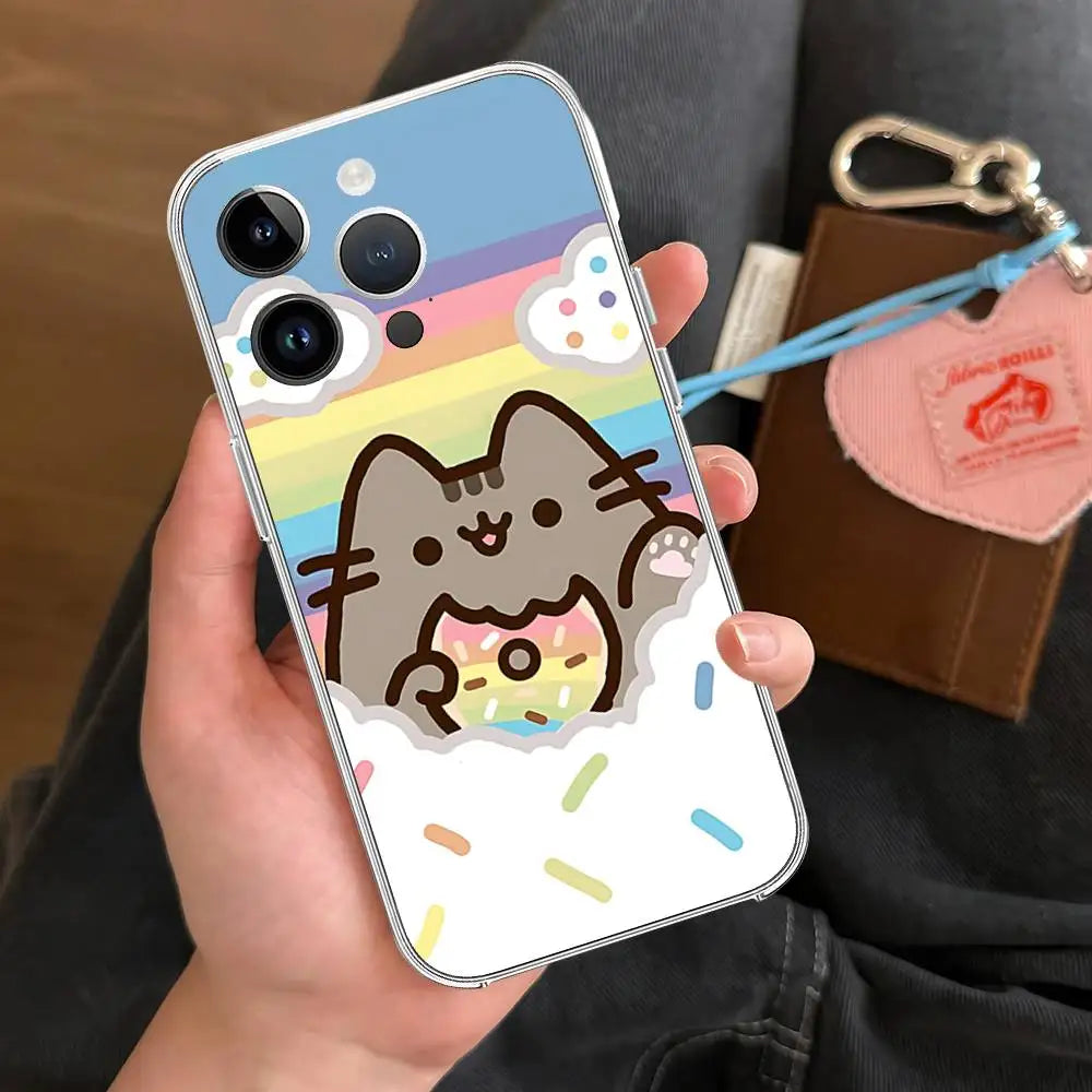 Kawaii P-Pusheens CUTE Phone Case Transparent Phone Case For IPhone 17 16 Pro Max 15 14 13 12 11 Shockproof Protective Cover