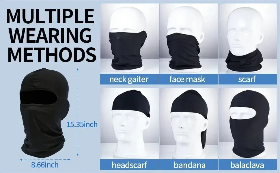 1/2pcs Ski Mask for Men Full Face Mask Balaclava Black Ski Masks Covering Neck Gaiter