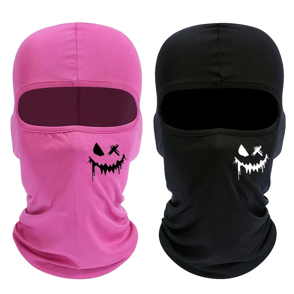 3pcs/2pcs/1pc Smiling Face Print Ski Mask Balaclava Face Mask for Men Women UV Protection Windproof Scarf for Snowboard