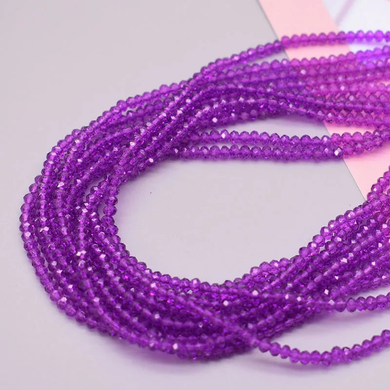 1 2 3 4mm Rose Red Dyeing Rondelle Crystal Glass Beads Flat Faceted Loose Spacer Glass Beads for Jewelry Making Jewelry DIY