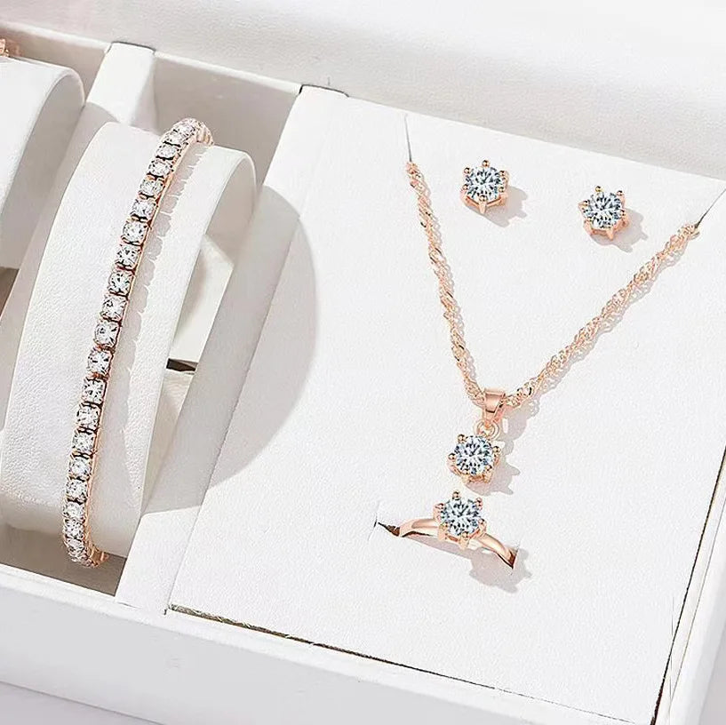 5Pcs Elegant Crystal Jewelry Set