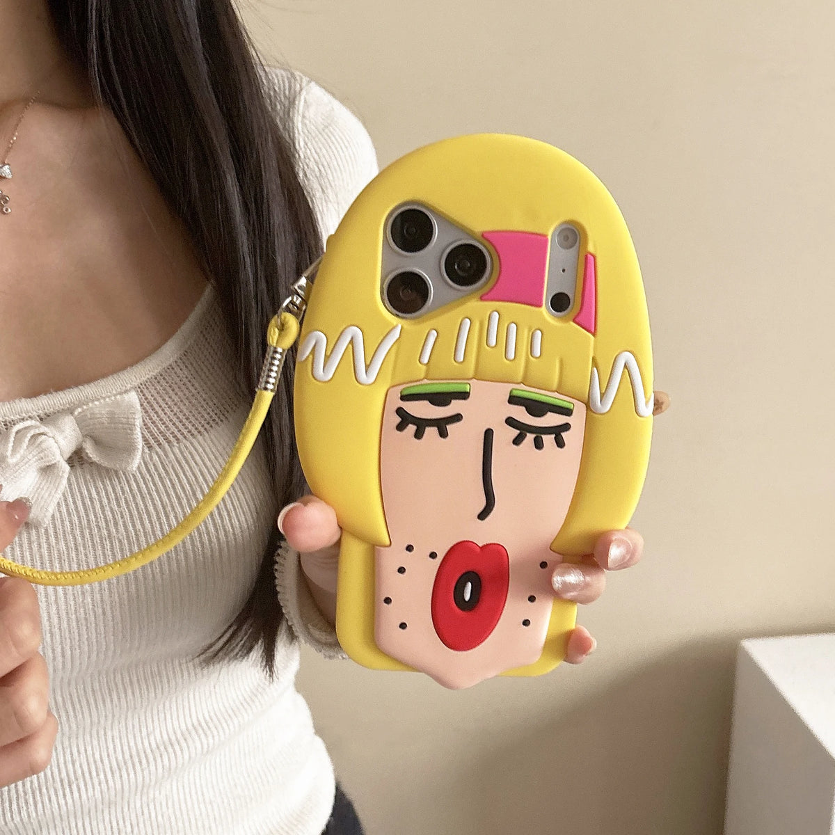 3D Cartoon Cute Plain Woman Phone Case for iPhone 17 Pro Max 16 15 14 13 Back Cover Gift