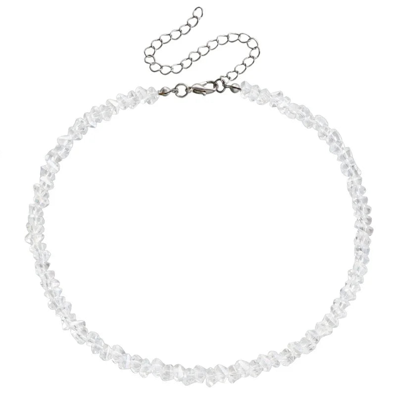 Transparent Crystal Irregular Beaded Choker Necklace for Women