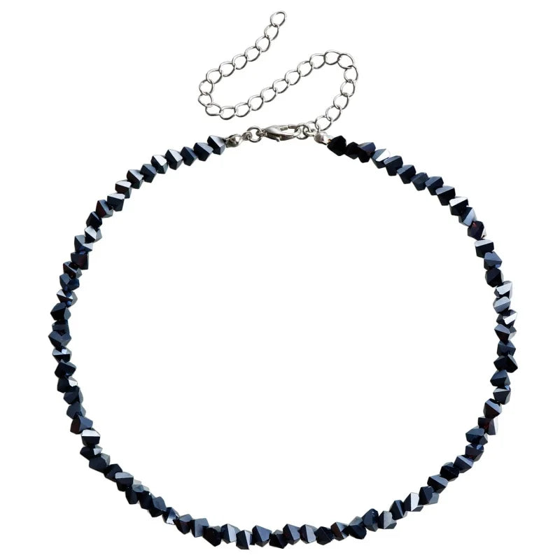 Transparent Crystal Irregular Beaded Choker Necklace for Women