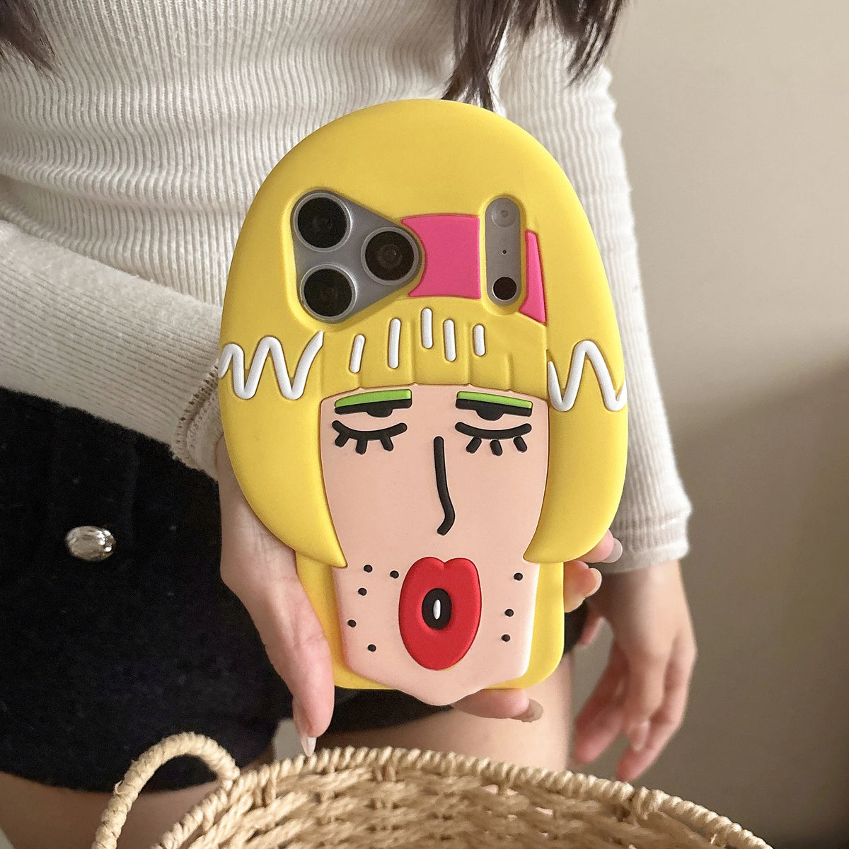 3D Cartoon Cute Plain Woman Phone Case for iPhone 17 Pro Max 16 15 14 13 Back Cover Gift