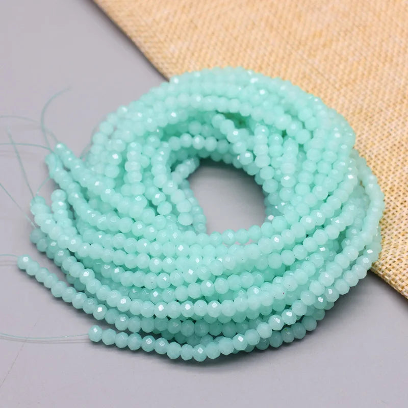 1 2 3 4mm Rose Red Dyeing Rondelle Crystal Glass Beads Flat Faceted Loose Spacer Glass Beads for Jewelry Making Jewelry DIY