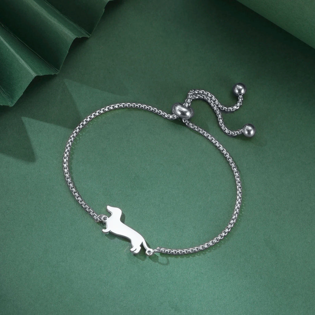 Cute Dachshund Dog Stainless Steel Bracelet for Women's Valentine's Day Commemorative Day Jewelry and Gift Wholesale
