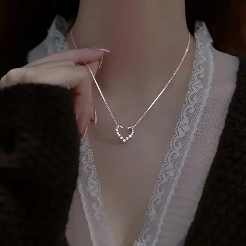 Gold Color Stainless Steel Water Drop Tassel Pendant Necklace for Women Clavicle Chain Paty Jewelry