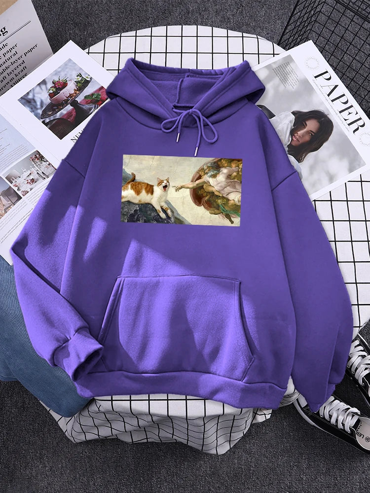 Hoodies  Cat Printing 2024 New Autumn Women'S Hoodie Long Sleeve Warm Hoody For Women Punk Harajuku Female Sweatshirt