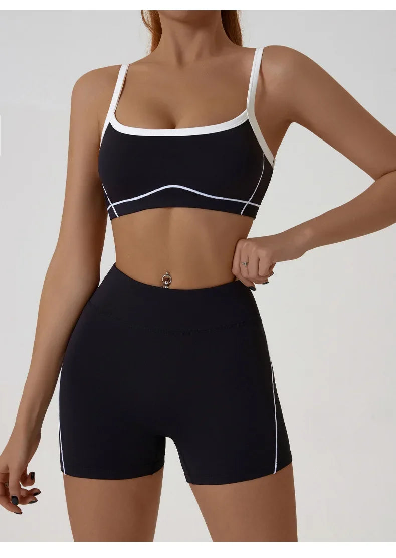 Yoga Sport Outfit For Woman Fitness Women's Two Pieces Short Pant Sets Suits Tracksuit Sportswear Woman Gym Yoga Workout Clothes