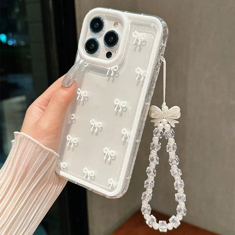Fashion Lovely Bowknot Clear Phone Case For iPhone 18 17 16 15 14 13 12 11 Pro Max 16E X XR XS Max 7 8 Plus Transparent Cover