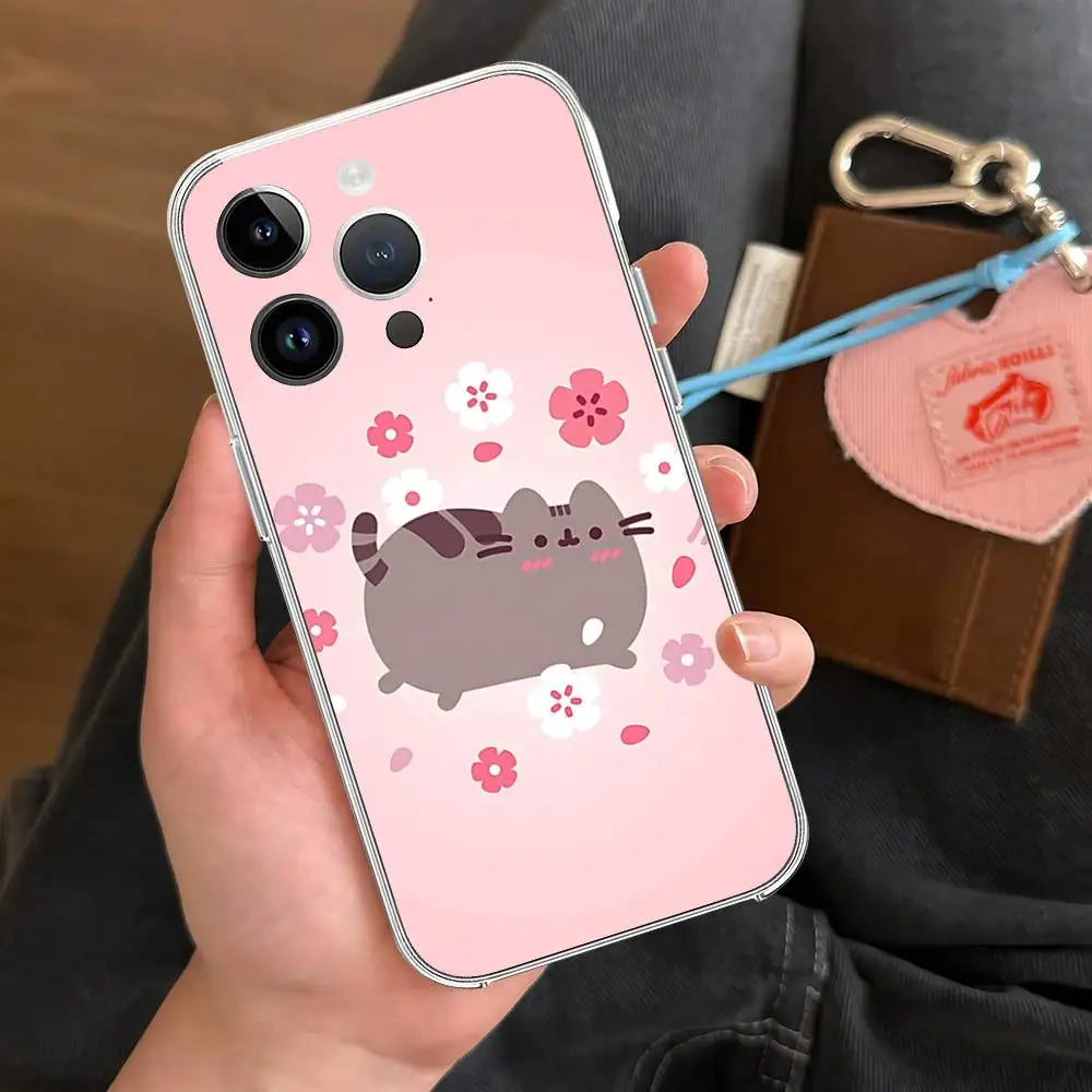 Kawaii P-Pusheens CUTE Phone Case Transparent Phone Case For IPhone 17 16 Pro Max 15 14 13 12 11 Shockproof Protective Cover