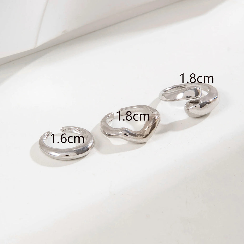 Tocona Fashion Elegant Circle Geometry Opening Joint Rings Set for Women Men Trendy Alloy Heavy Metal Party Wedding Jewelry