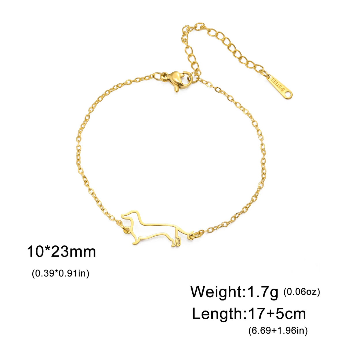 Cute Dachshund Dog Stainless Steel Bracelet for Women's Valentine's Day Commemorative Day Jewelry and Gift Wholesale