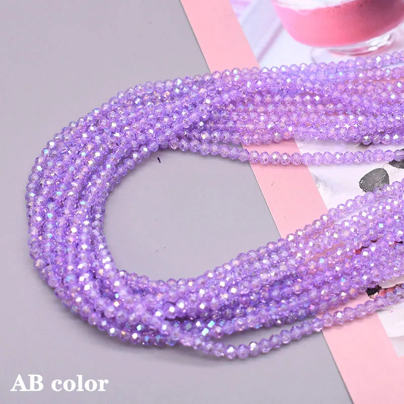 1 2 3 4mm Rose Red Dyeing Rondelle Crystal Glass Beads Flat Faceted Loose Spacer Glass Beads for Jewelry Making Jewelry DIY