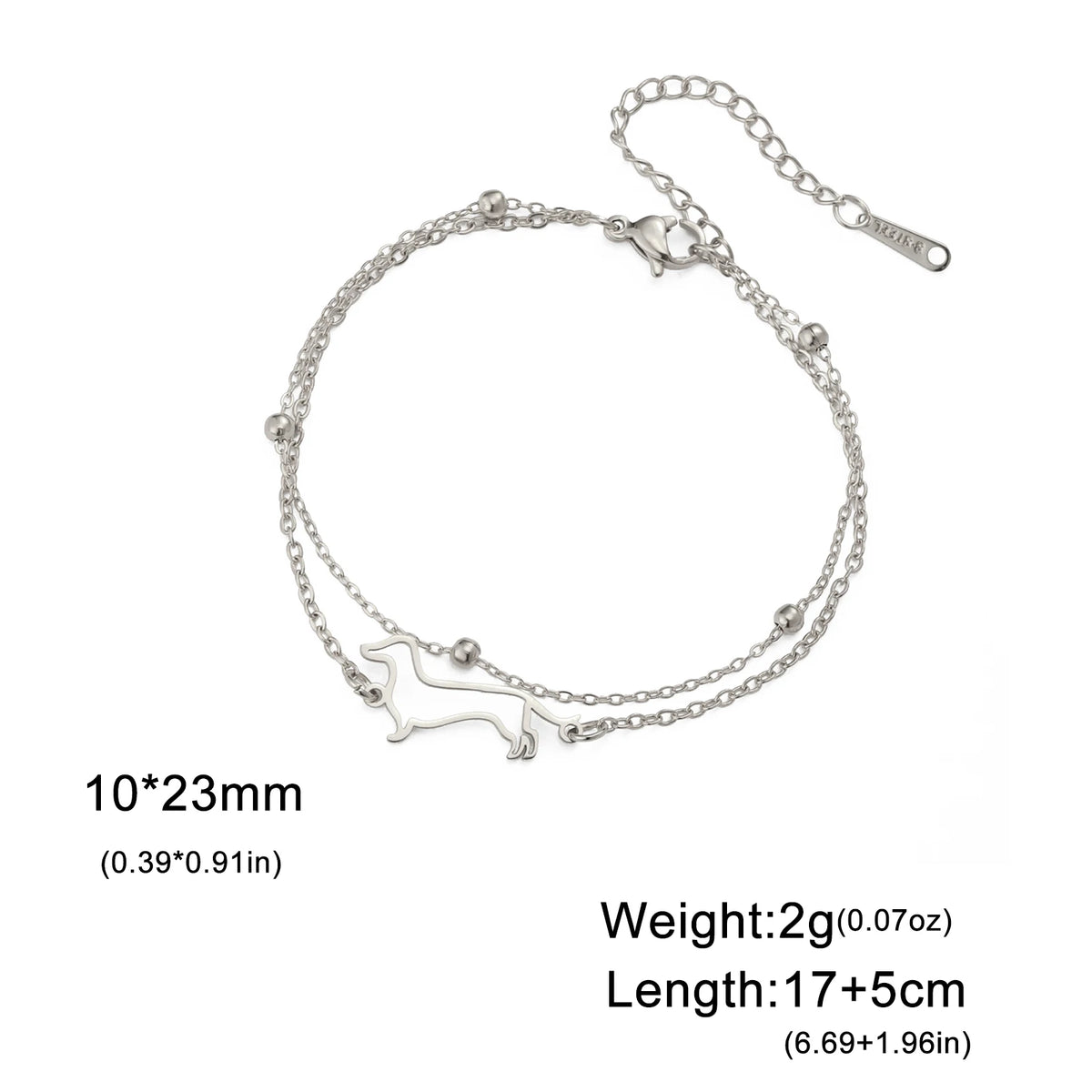 Cute Dachshund Dog Stainless Steel Bracelet for Women's Valentine's Day Commemorative Day Jewelry and Gift Wholesale