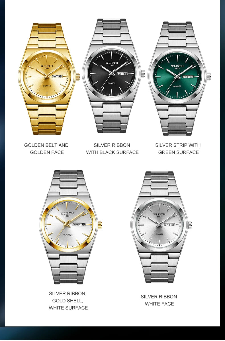 Man Watch Quartz Watch Luxury Waterproof Luminous Date Week Stainless Steel Men's Watch Male Relógios Masculino Reloj Hombre