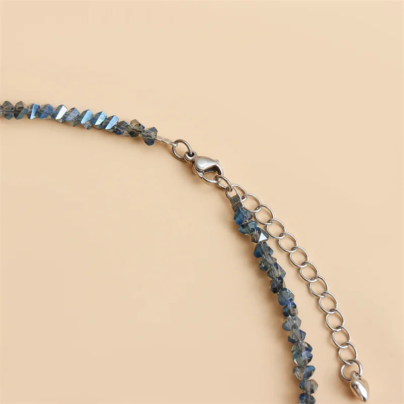 Transparent Crystal Irregular Beaded Choker Necklace for Women