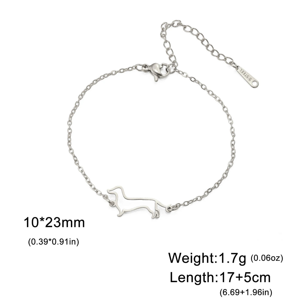 Cute Dachshund Dog Stainless Steel Bracelet for Women's Valentine's Day Commemorative Day Jewelry and Gift Wholesale