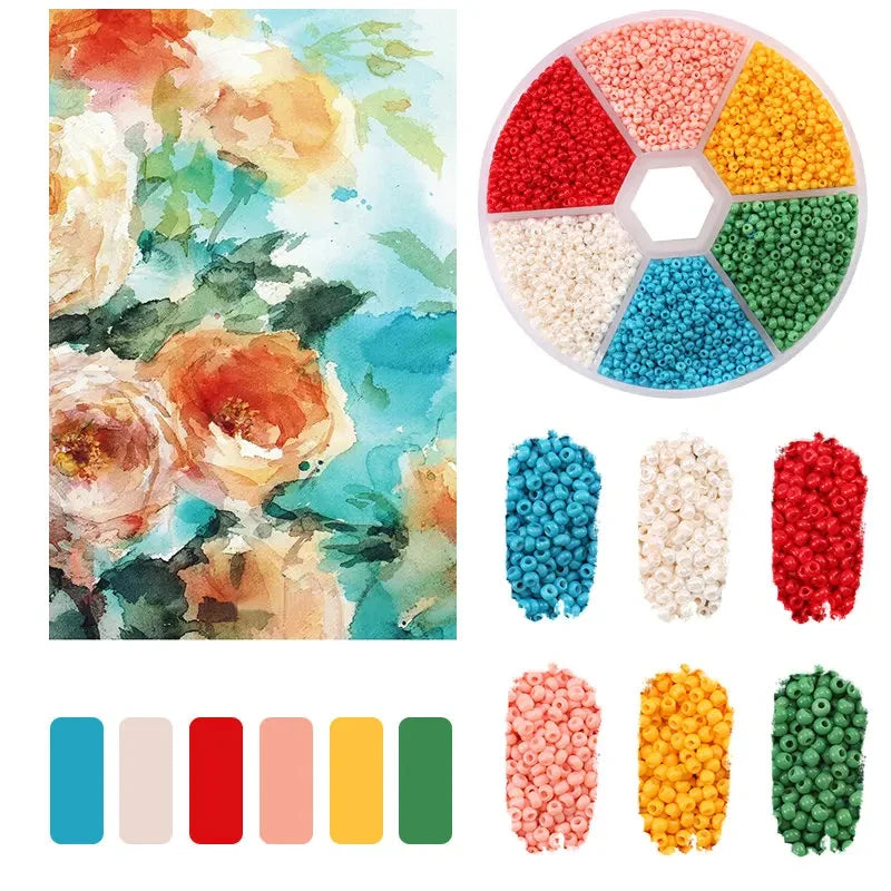 2mm Glass Seed Beads Kit Bracelet Making Kit Small Beads Assortment Colors Craft Loose Beads for Jewelry Making DIY Art Crafts