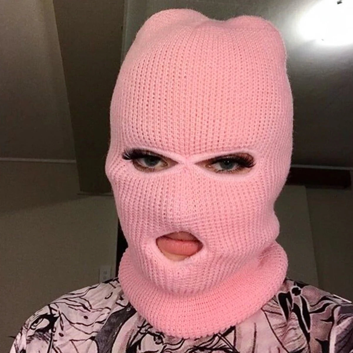 Ski Mask 3 Hole Knitted Hat Balaclava for Women Men Outdoor Cycling Beanies Halloween Party