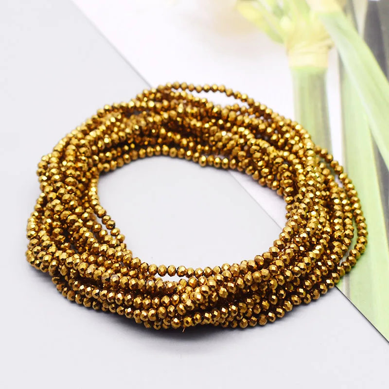 1 2 3 4mm Rose Red Dyeing Rondelle Crystal Glass Beads Flat Faceted Loose Spacer Glass Beads for Jewelry Making Jewelry DIY