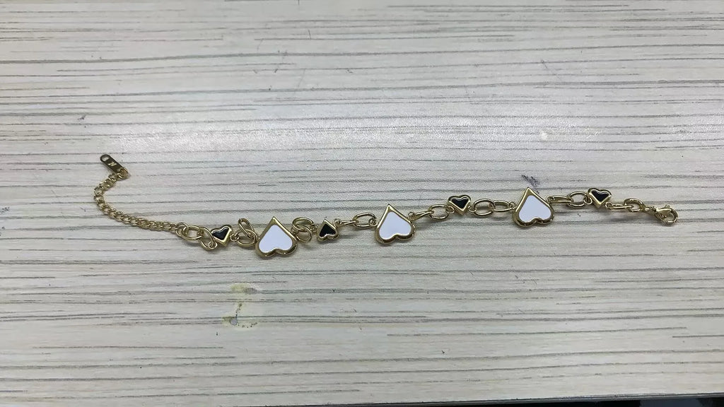 Stainless Steel Heart or Round Pendant Chain Bracelet jewelry