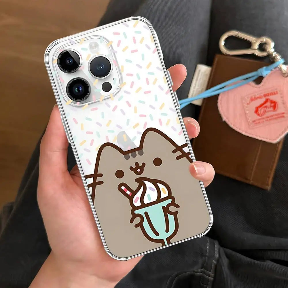 Kawaii P-Pusheens CUTE Phone Case Transparent Phone Case For IPhone 17 16 Pro Max 15 14 13 12 11 Shockproof Protective Cover