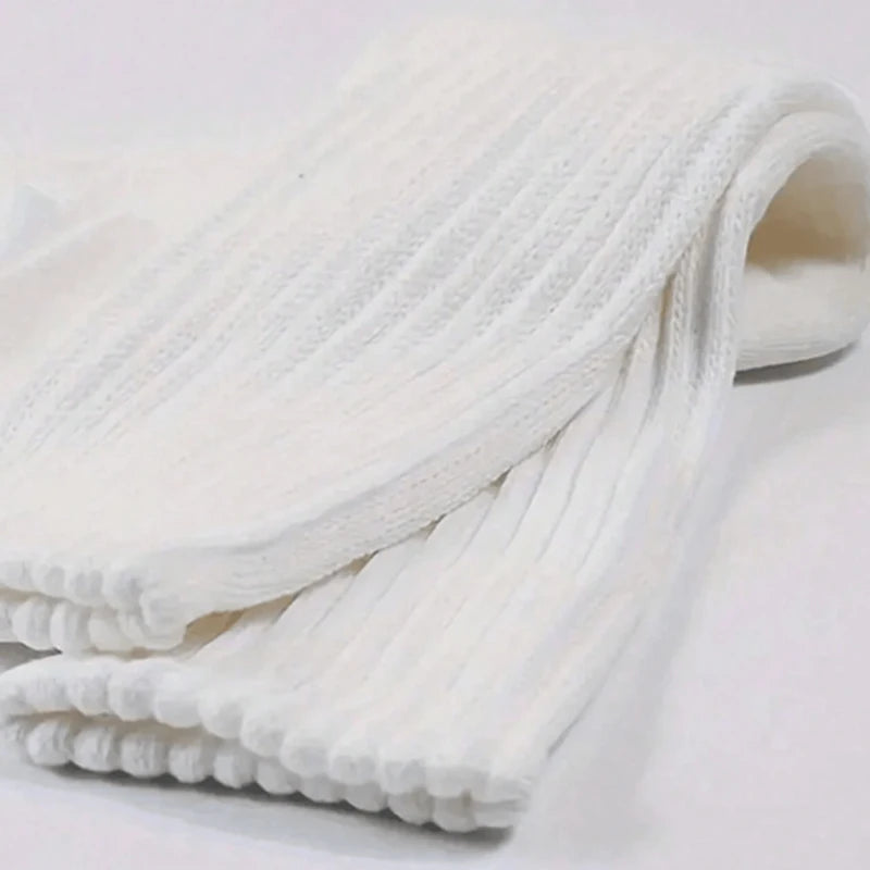 3 Pairs Women Pile Up Socks Fashionable Trendy Versatile White Solid Color