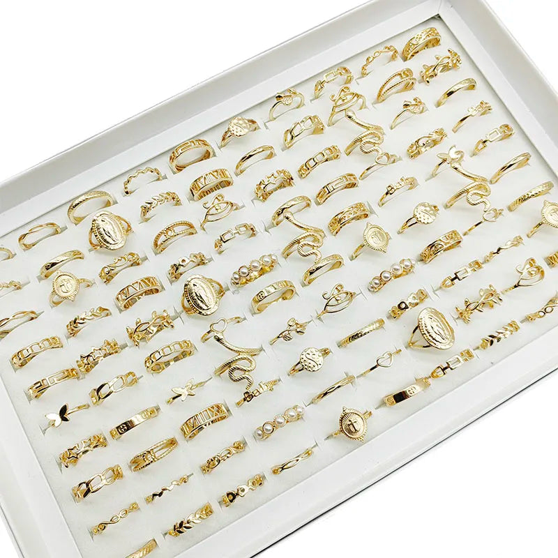 30pc/Lot Gold/Silver Color Finger Rings For Girls