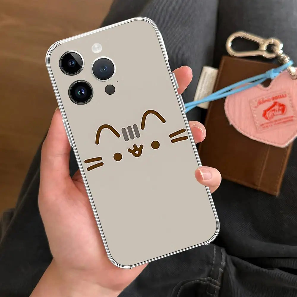 Kawaii P-Pusheens CUTE Phone Case Transparent Phone Case For IPhone 17 16 Pro Max 15 14 13 12 11 Shockproof Protective Cover