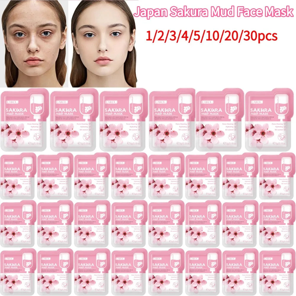 Japan Sakura Mud Face Mask Deep Cleansing Remove Blackheads Oil-Control Clay Mask