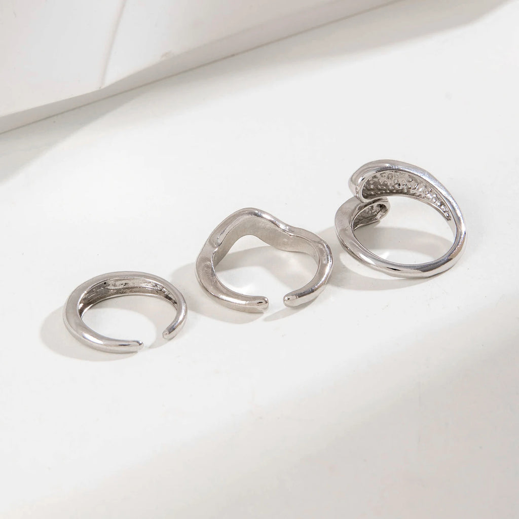 Tocona Fashion Elegant Circle Geometry Opening Joint Rings Set for Women Men Trendy Alloy Heavy Metal Party Wedding Jewelry