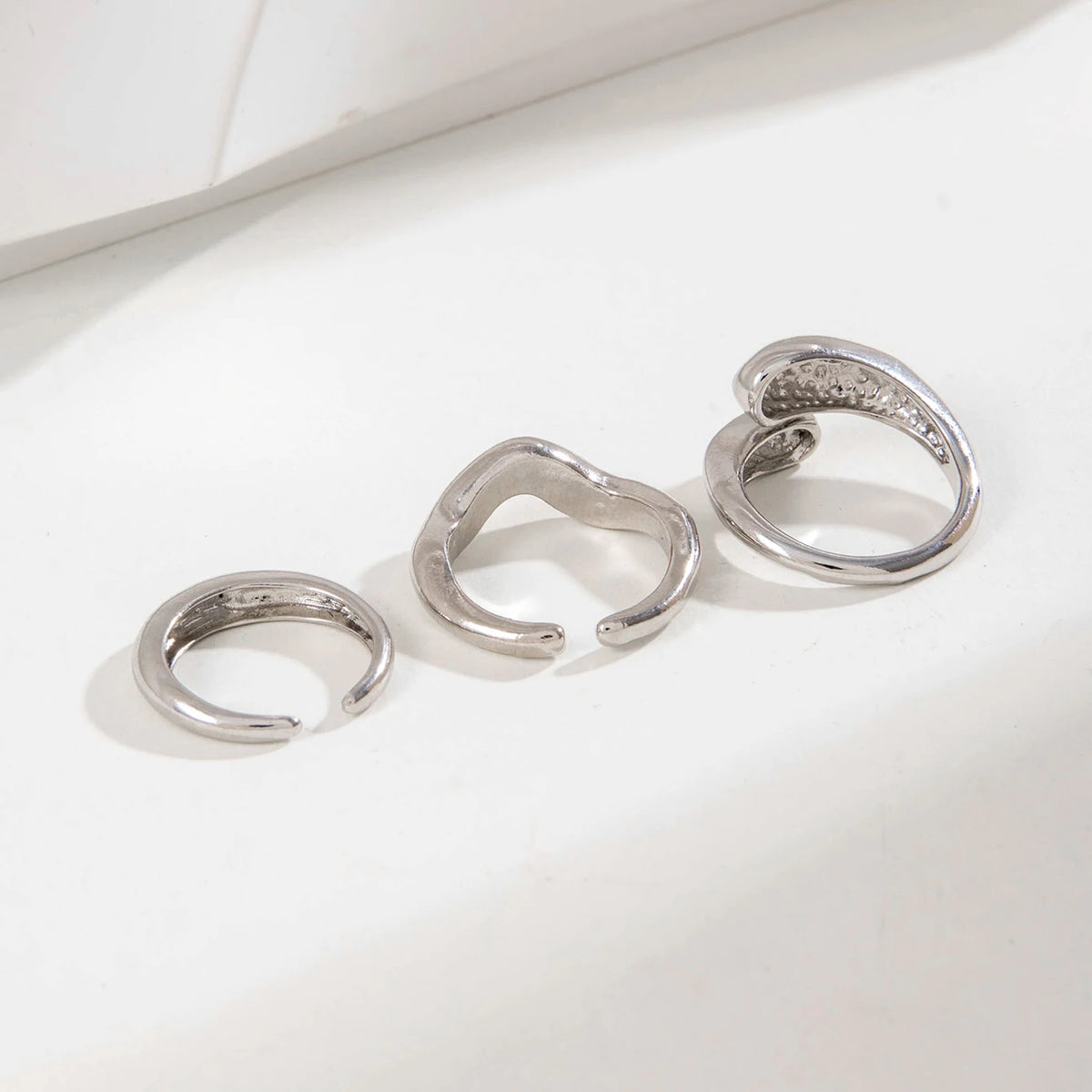 Tocona Fashion Elegant Circle Geometry Opening Joint Rings Set for Women Men Trendy Alloy Heavy Metal Party Wedding Jewelry