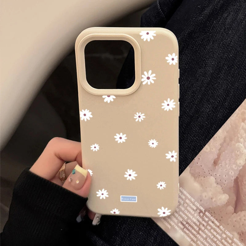 Cute Style Daisy Small Flower Phone Case For iPhone 11 12 13 14 15 16 17 18 Pro Max Plus Shockproof Bumper Soft Silicone Cover