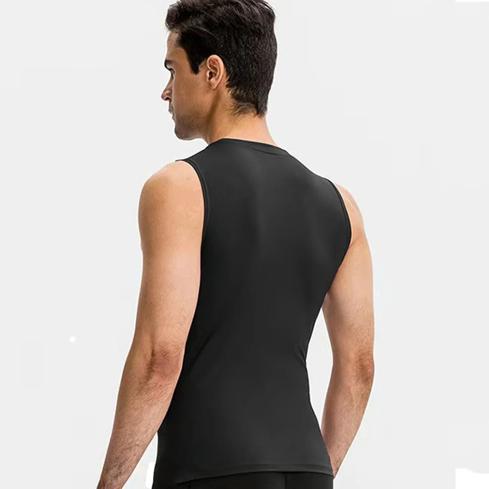 Men Quick Dry Running T-Shirts Compression Vest Sleeveless Quick-Drying Jersey Training Shirt Gym Mens Tank Top