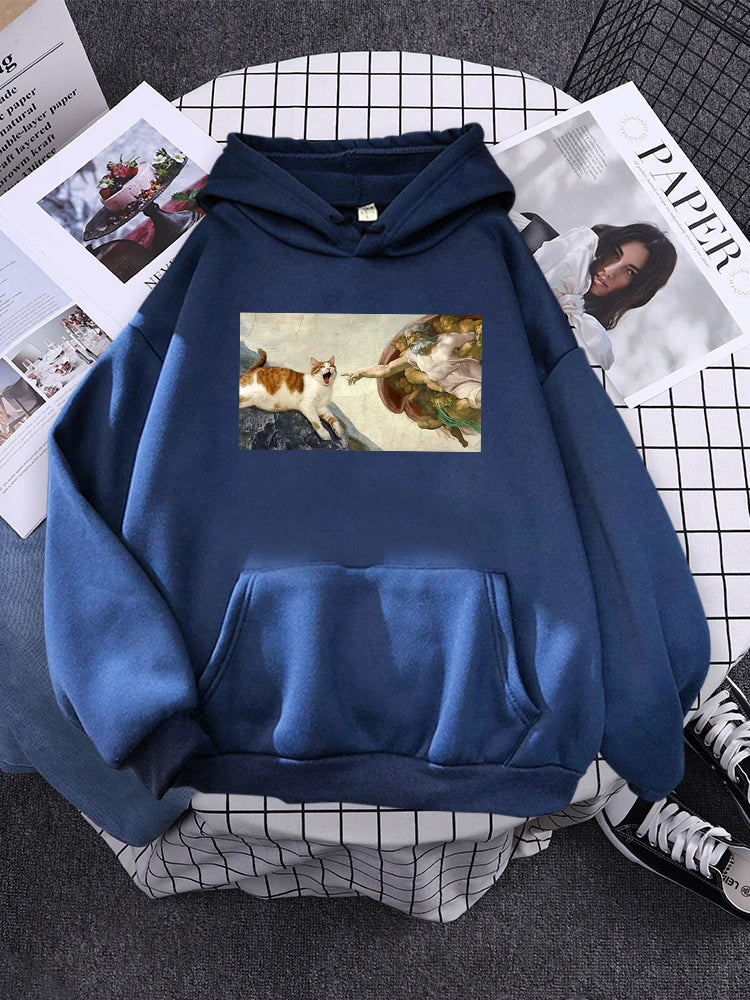 Hoodies  Cat Printing 2024 New Autumn Women'S Hoodie Long Sleeve Warm Hoody For Women Punk Harajuku Female Sweatshirt