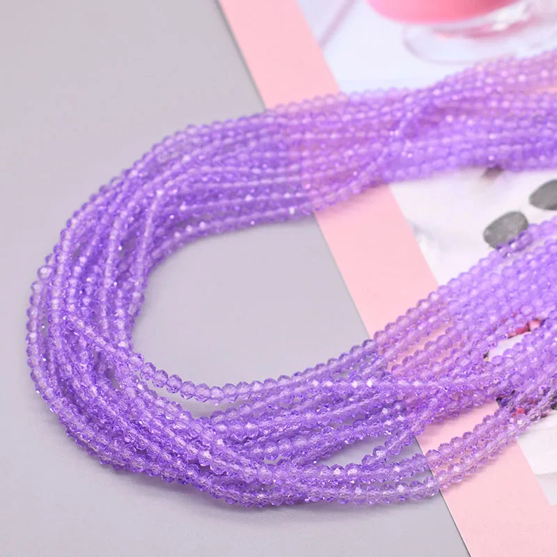 1 2 3 4mm Rose Red Dyeing Rondelle Crystal Glass Beads Flat Faceted Loose Spacer Glass Beads for Jewelry Making Jewelry DIY