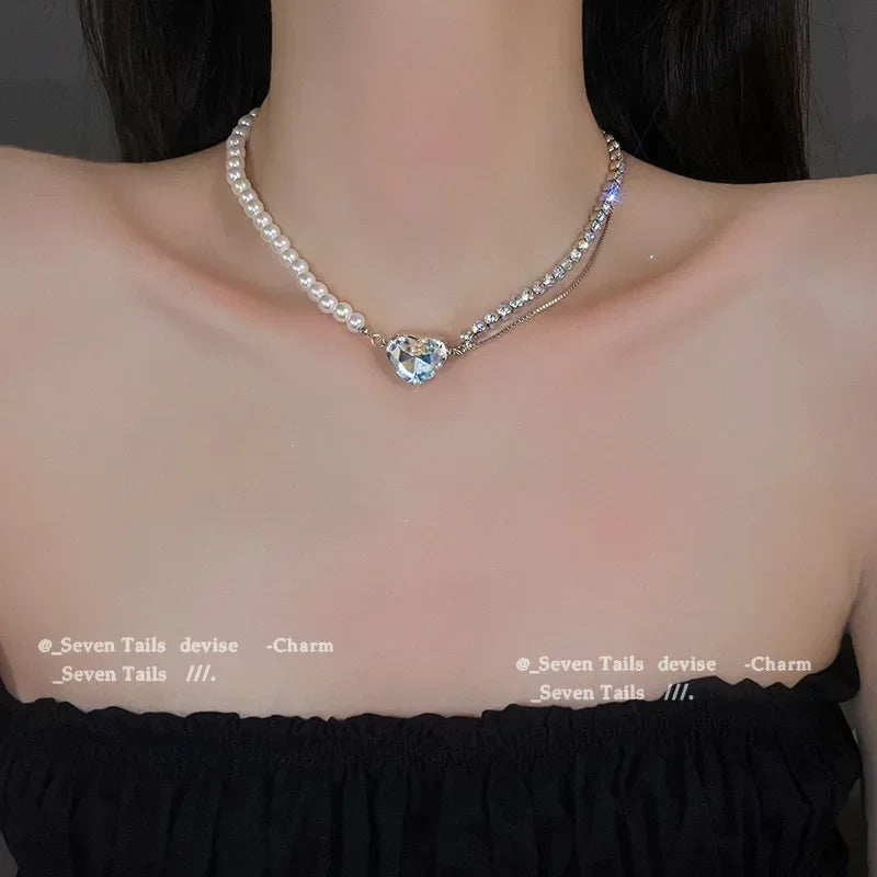 Gold Color Stainless Steel Water Drop Tassel Pendant Necklace for Women Clavicle Chain Paty Jewelry