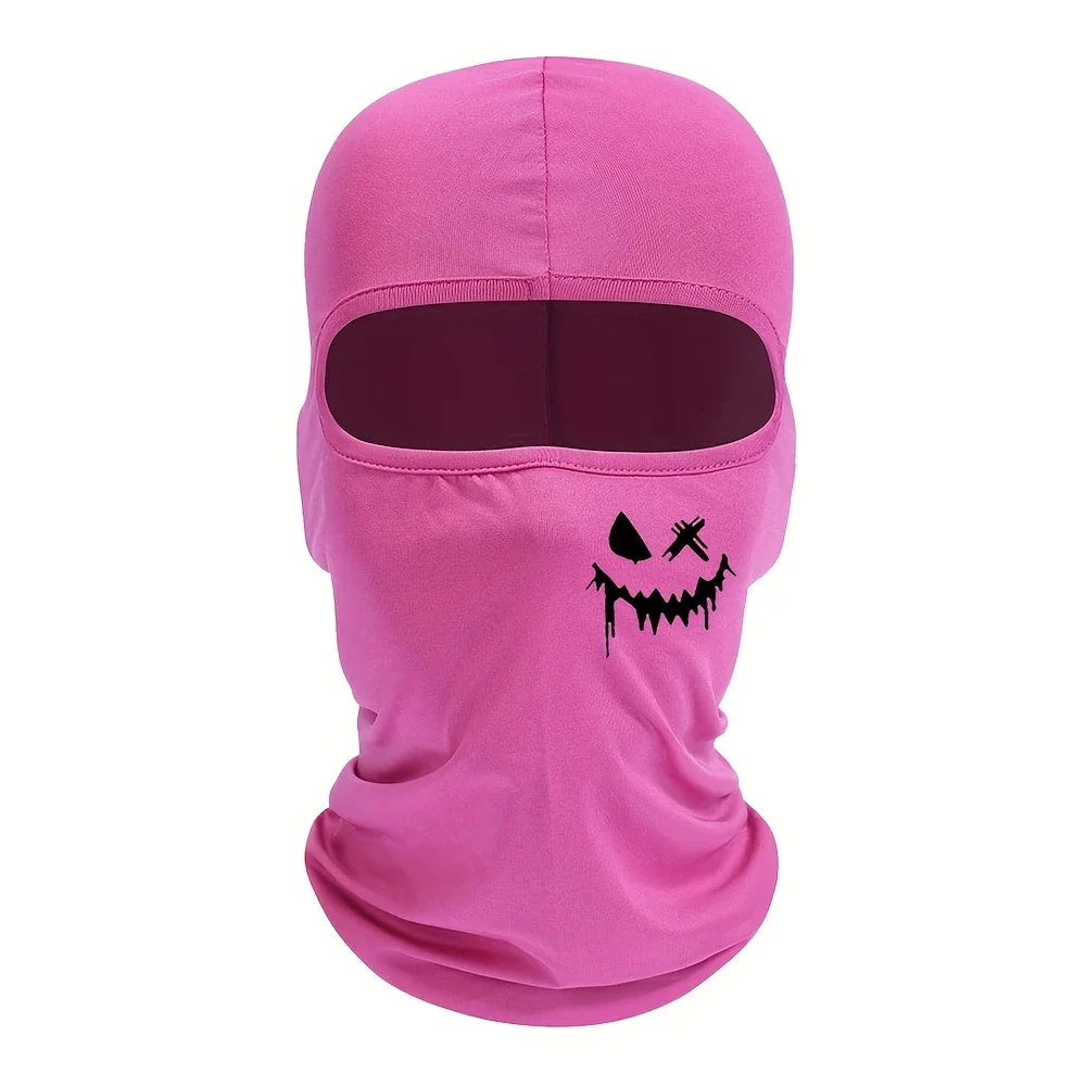 3pcs/2pcs/1pc Smiling Face Print Ski Mask Balaclava Face Mask for Men Women UV Protection Windproof Scarf for Snowboard