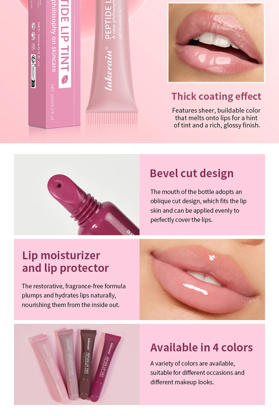 10ml Mirror Lip Glaze Moisturizes Jelly Lip Enrichment Oil Lasting Water Light Glass Lip Oil Remove Line Lip Protection Serum