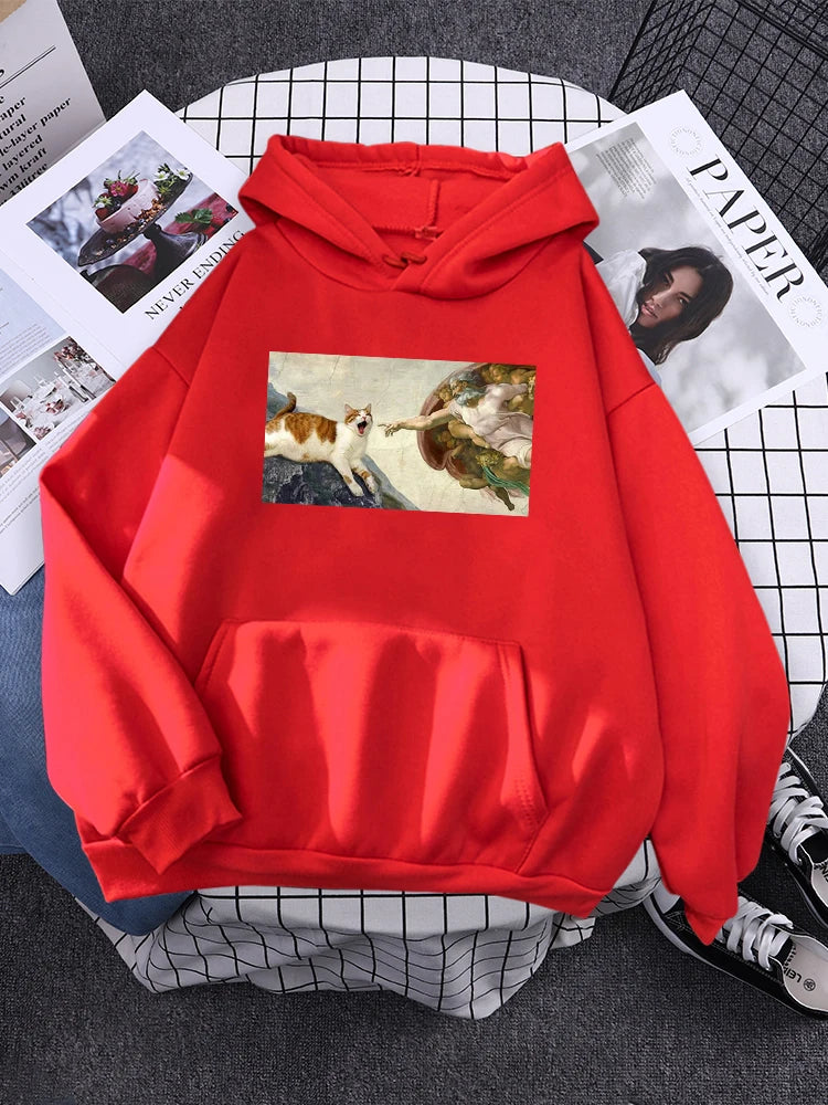 Hoodies  Cat Printing 2024 New Autumn Women'S Hoodie Long Sleeve Warm Hoody For Women Punk Harajuku Female Sweatshirt